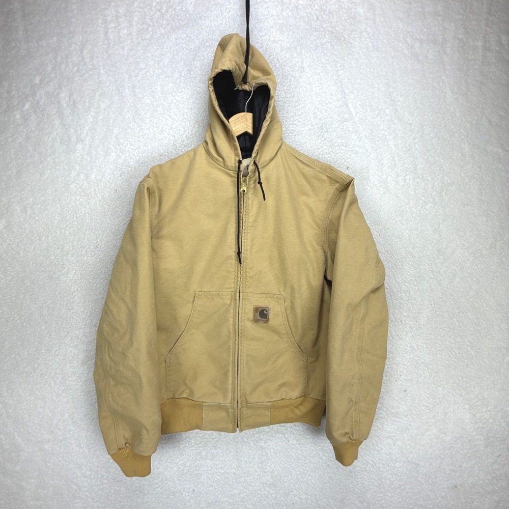 Carhartt Active Quilt Lined Jacket Mens Medium J06 WET Wheat Beige Yellow